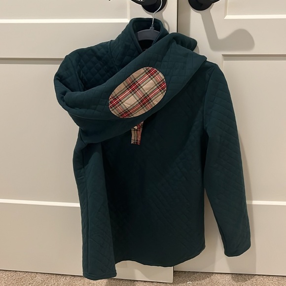 3/4 snap pullover with plaid elbow patches size large - Picture 2 of 2